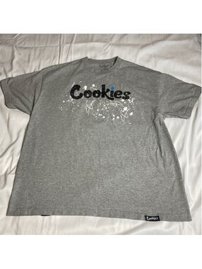 Men's Cookies Gray Short Sleeve Tee XXL with Black Logo